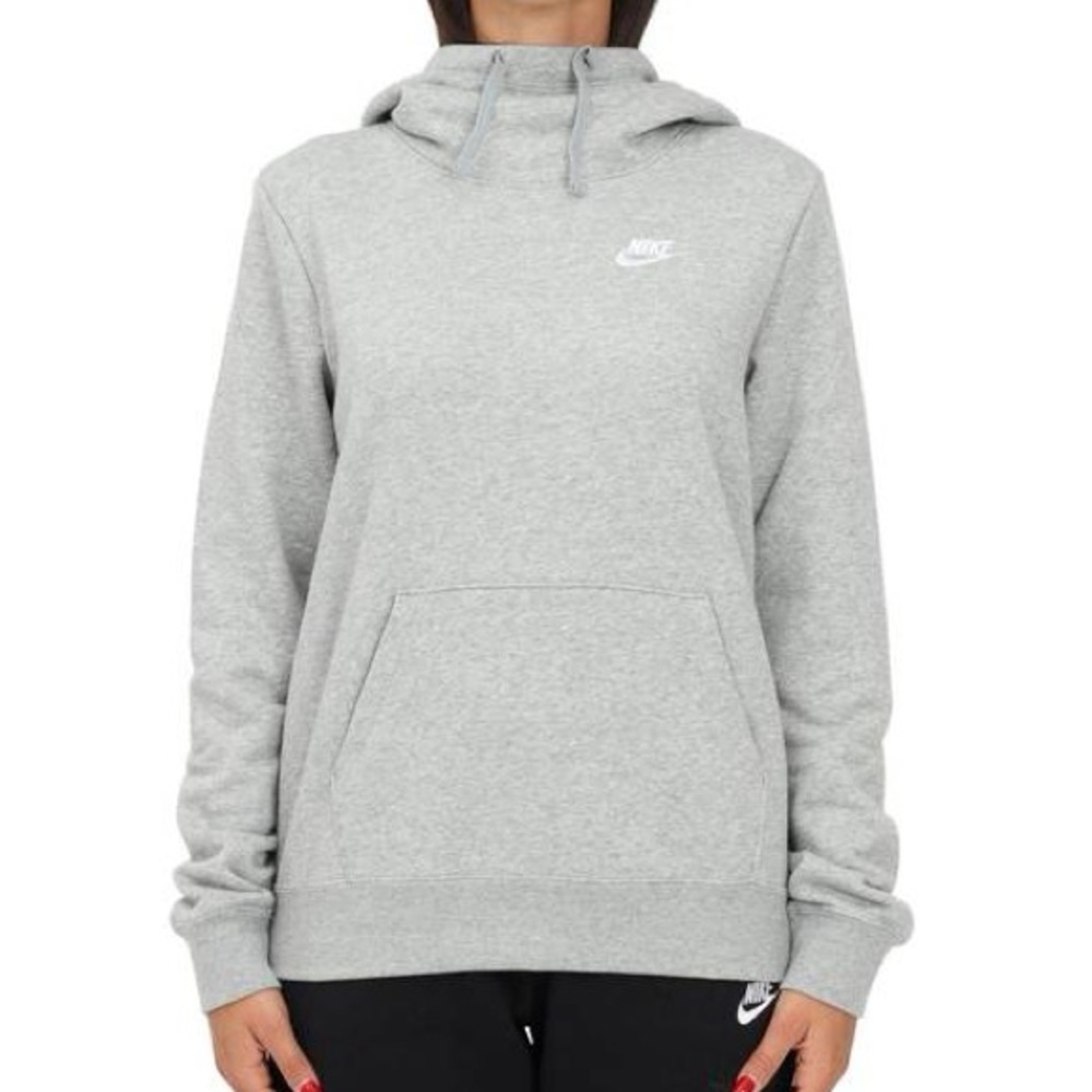 Nike Women Sportswear Club Fleece Funnel-Neck Grey Hoodie